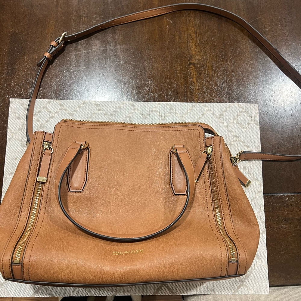 Calvin Klein Garnet Triple Compartment Top Zipper Satchel